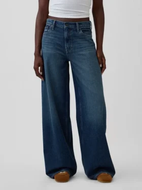 Jeans baggy ultra-doux à taille mi-haute et boucle