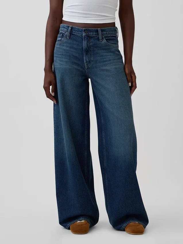 Jeans baggy ultra-doux à taille mi-haute et boucle