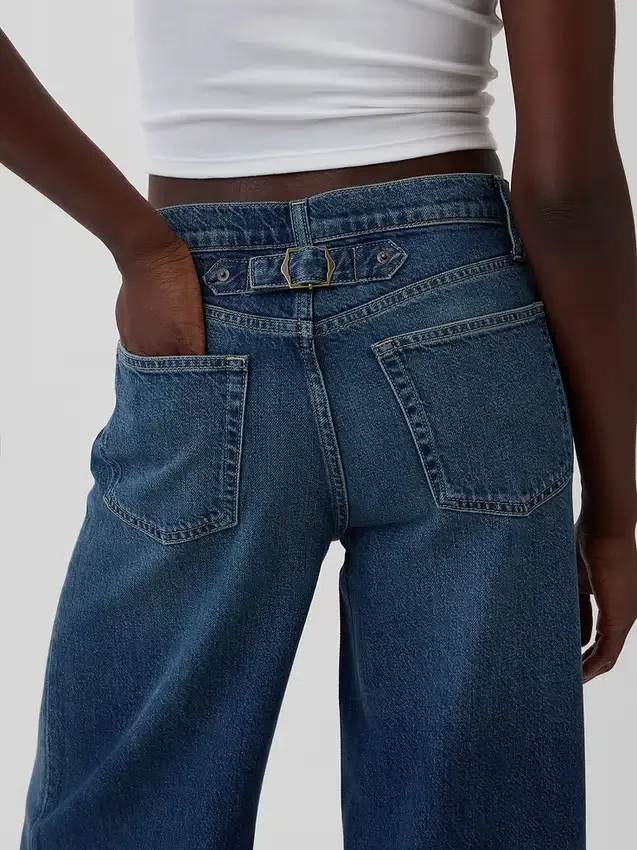 Jeans baggy ultra-doux à taille mi-haute et boucle