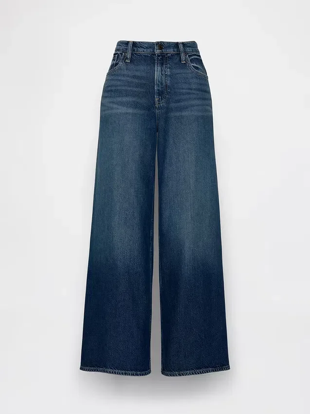 Jeans baggy ultra-doux à taille mi-haute et boucle