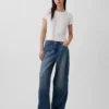 Jeans baggy ultra-doux à taille mi-haute et clous