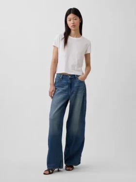 Jeans baggy ultra-doux à taille mi-haute et clous