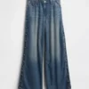 Jeans baggy ultra-doux à taille mi-haute et clous