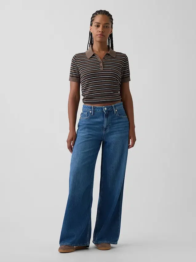 Jeans baggy ultra-doux à taille mi-haute pour les silhouettes rondes