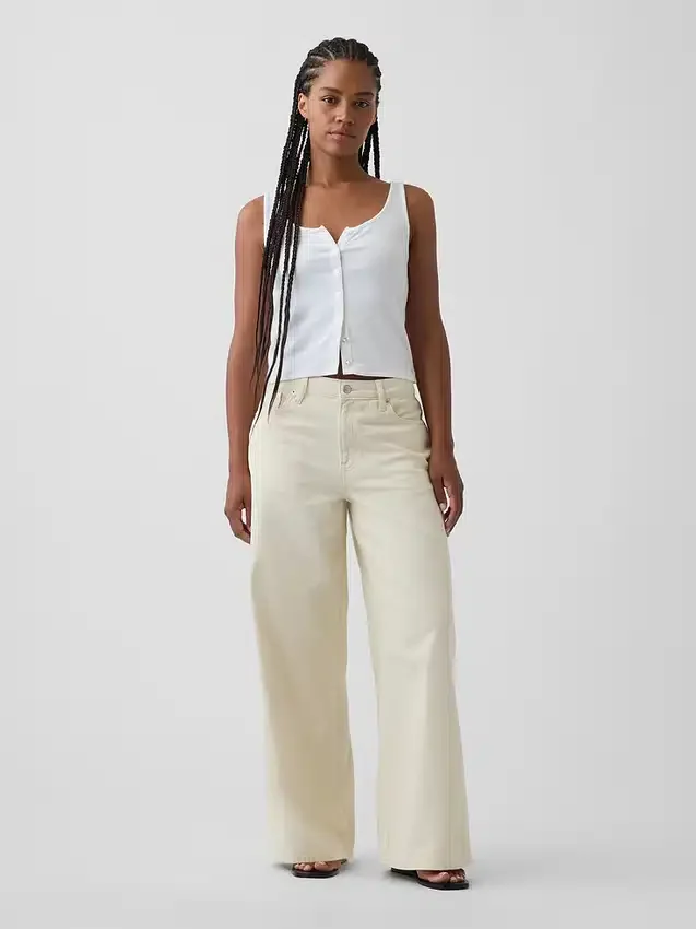 Jeans baggy ultra-doux à taille mi-haute pour les silhouettes rondes