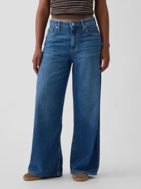 Jeans baggy ultra-doux à taille mi-haute pour les silhouettes rondes
