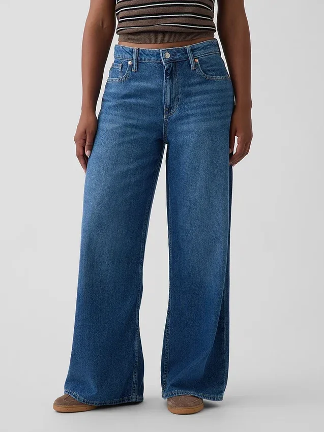Jeans baggy ultra-doux à taille mi-haute pour les silhouettes rondes