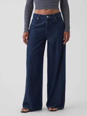 Jeans baggy ultra-doux à taille mi-haute pour les silhouettes rondes