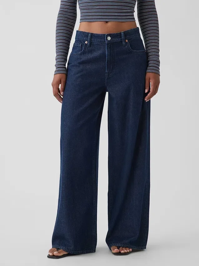 Jeans baggy ultra-doux à taille mi-haute pour les silhouettes rondes