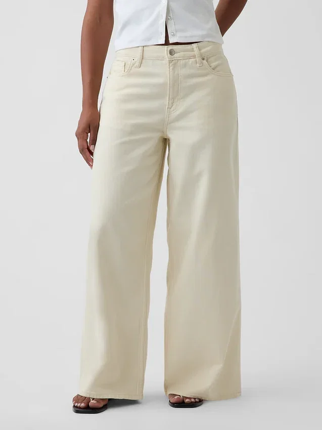Jeans baggy ultra-doux à taille mi-haute pour les silhouettes rondes