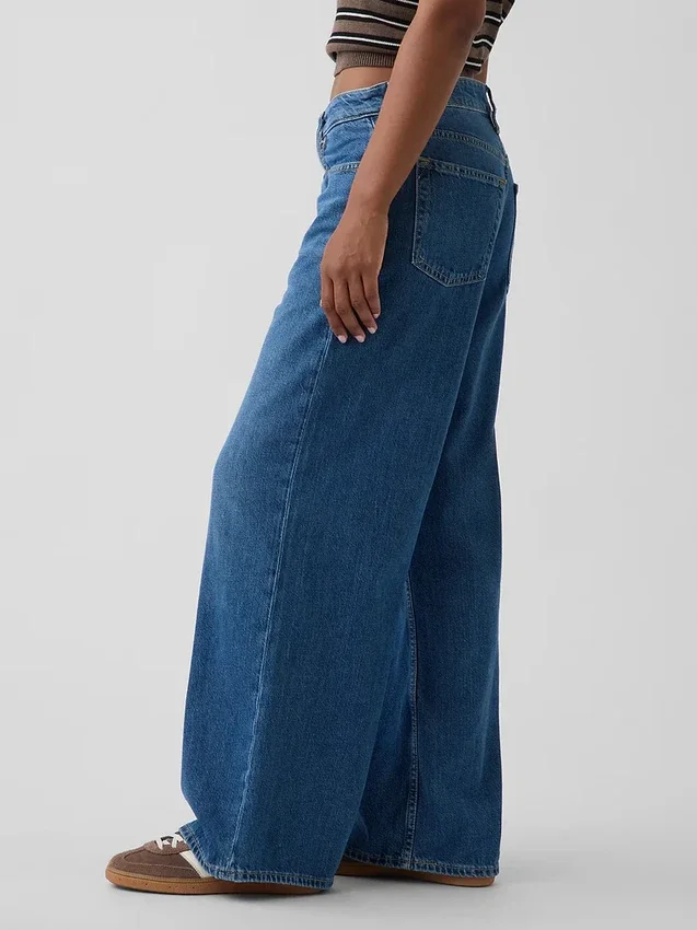 Jeans baggy ultra-doux à taille mi-haute pour les silhouettes rondes