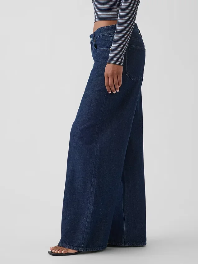 Jeans baggy ultra-doux à taille mi-haute pour les silhouettes rondes