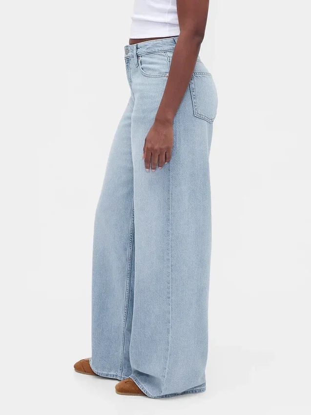 Jeans baggy ultra-doux à taille mi-haute pour les silhouettes rondes