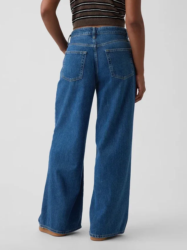 Jeans baggy ultra-doux à taille mi-haute pour les silhouettes rondes
