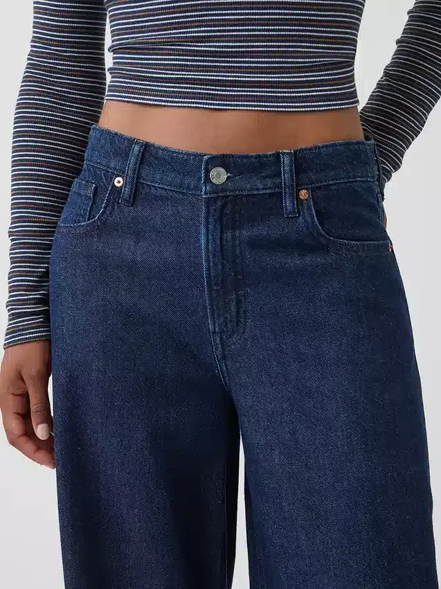 Jeans baggy ultra-doux à taille mi-haute pour les silhouettes rondes