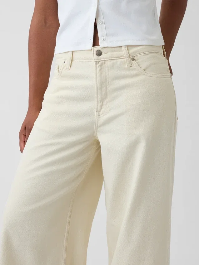 Jeans baggy ultra-doux à taille mi-haute pour les silhouettes rondes