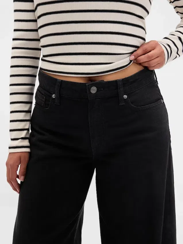 Jeans baggy ultra-doux à taille mi-haute pour les silhouettes rondes