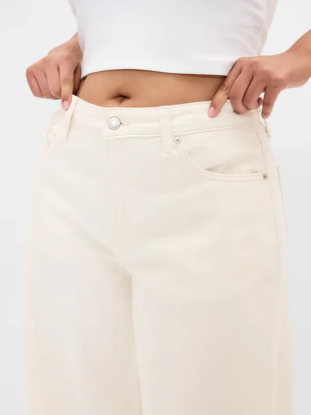 Jeans baggy ultra-doux à taille mi-haute pour les silhouettes rondes