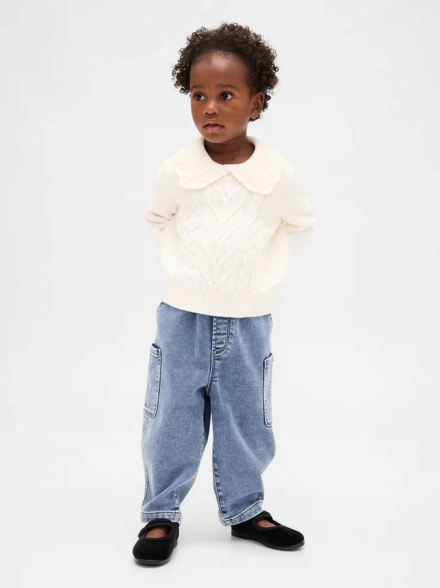 Jeans-baril en maille pour Bébé & Enfant
