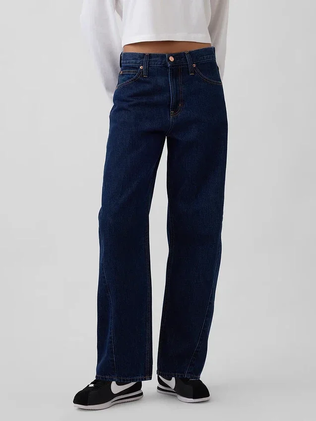 Jeans Barrel taille haute