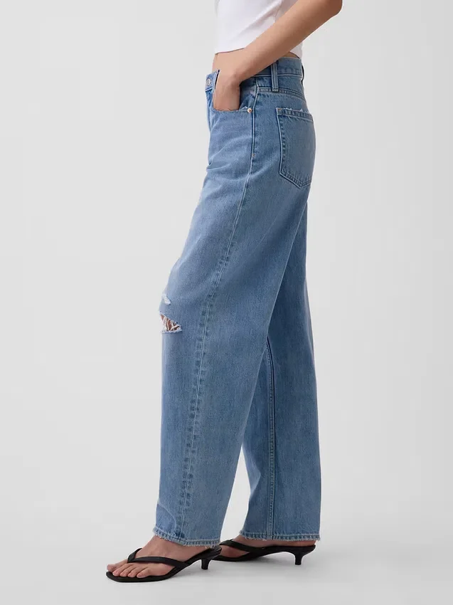 Jeans Barrel taille haute