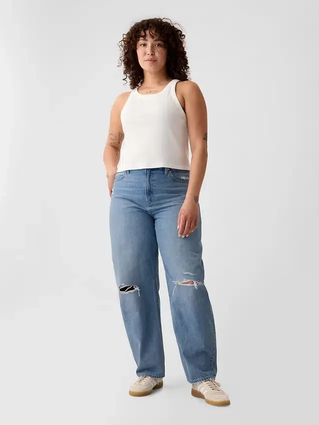 Jeans Barrel taille haute
