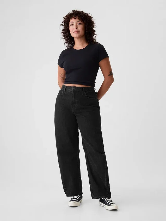Jeans Barrel taille haute