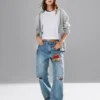 Jeans Barrel taille haute