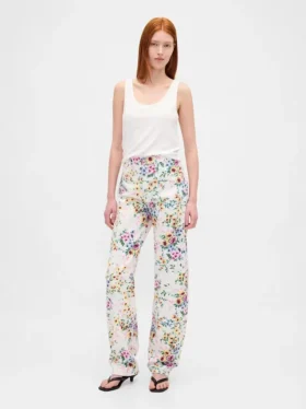 Jeans « Barrel » à taille haute et imprimé floral