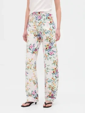 Jeans « Barrel » à taille haute et imprimé floral