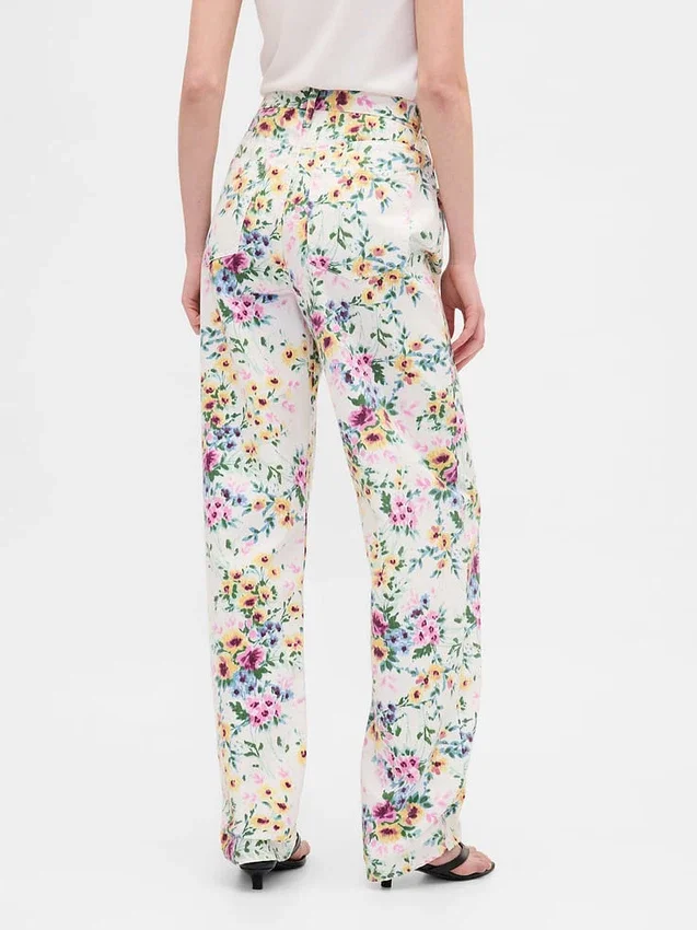 Jeans « Barrel » à taille haute et imprimé floral
