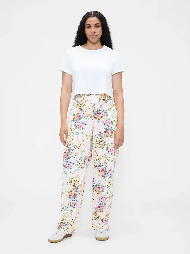 Jeans « Barrel » à taille haute et imprimé floral