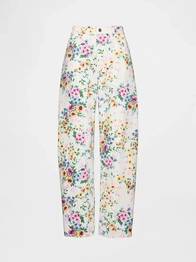 Jeans « Barrel » à taille haute et imprimé floral