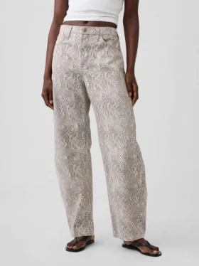 Jeans « Barrel » taille haute à imprimé serpent