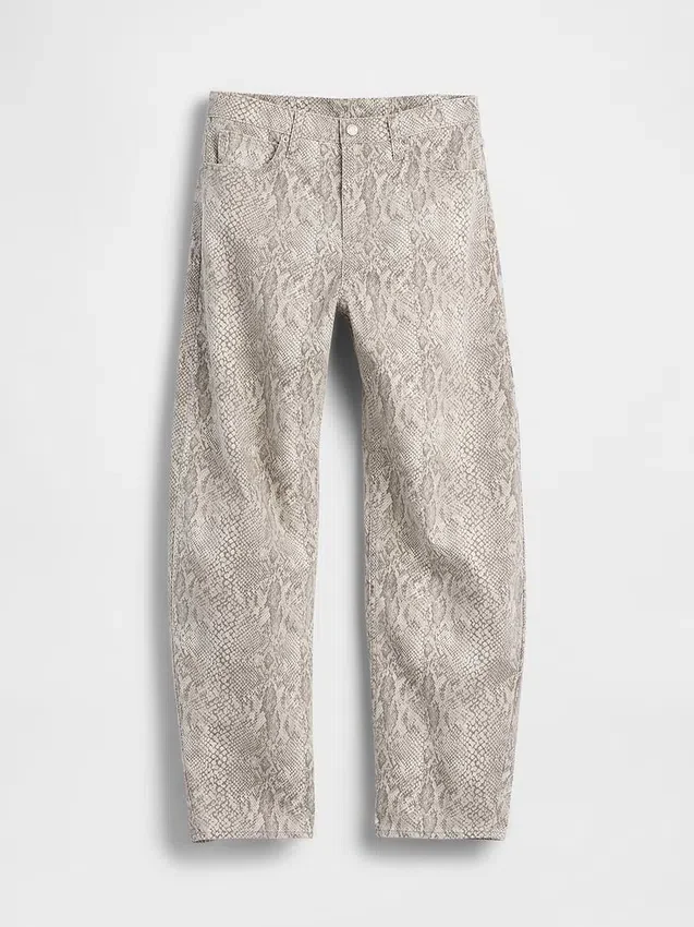 Jeans « Barrel » taille haute à imprimé serpent