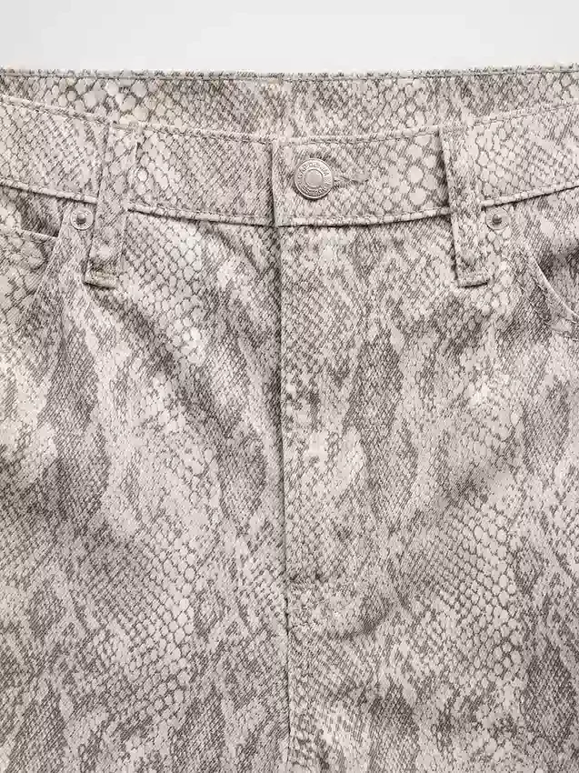 Jeans « Barrel » taille haute à imprimé serpent