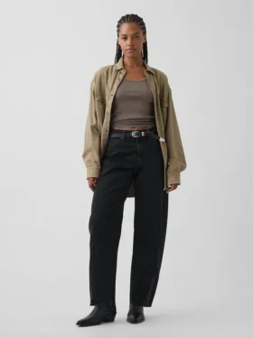 Jeans « Barrel » taille haute pour silhouettes rondes