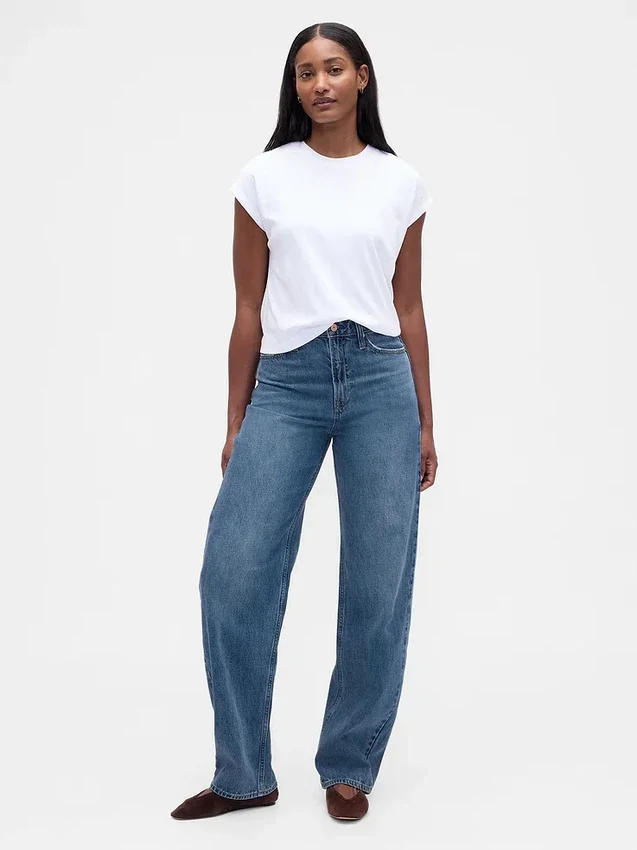 Jeans « Barrel » taille haute pour silhouettes rondes