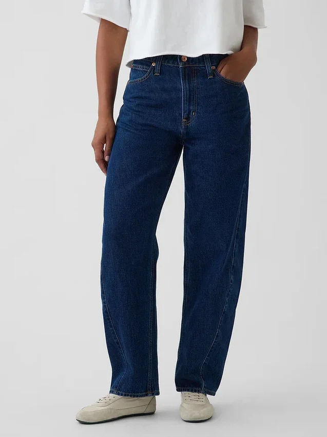 Jeans « Barrel » taille haute pour silhouettes rondes