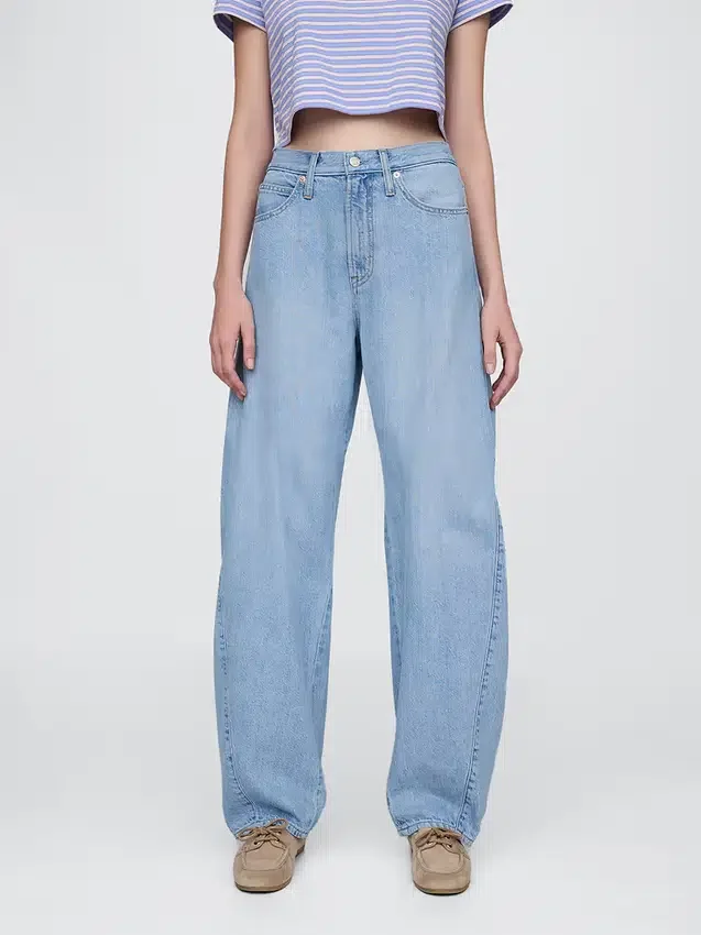 Jeans « Barrel » taille haute ultra-doux