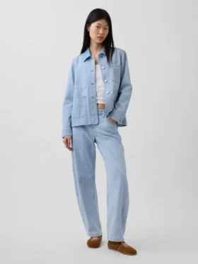 Jeans « Barrel » ultra-doux à taille basse