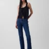Jeans bootcut décontractés à taille mi-haute