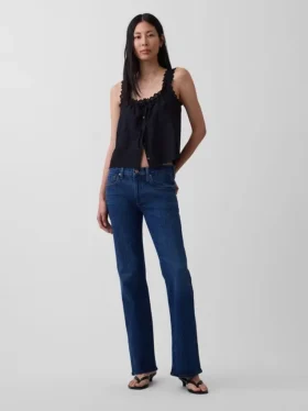 Jeans bootcut décontractés à taille mi-haute