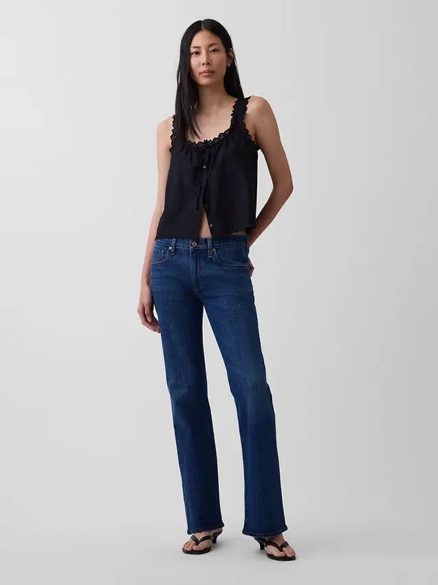 Jeans bootcut décontractés à taille mi-haute