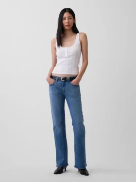 Jeans bootcut décontractés à taille mi-haute