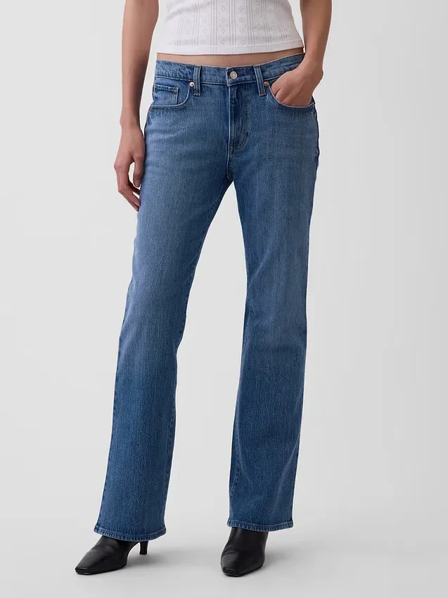 Jeans bootcut décontractés à taille mi-haute