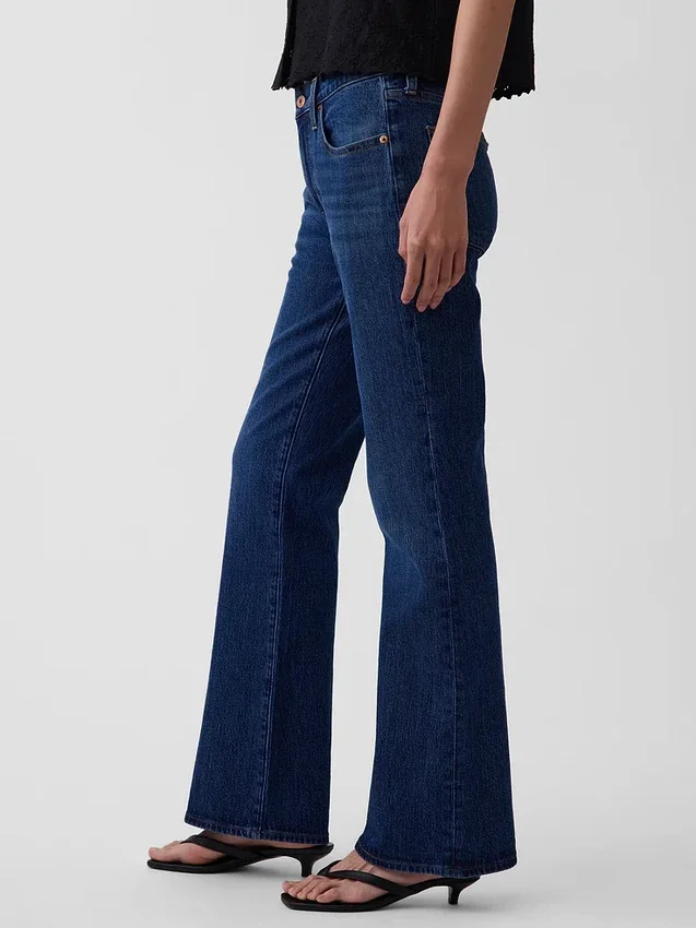 Jeans bootcut décontractés à taille mi-haute