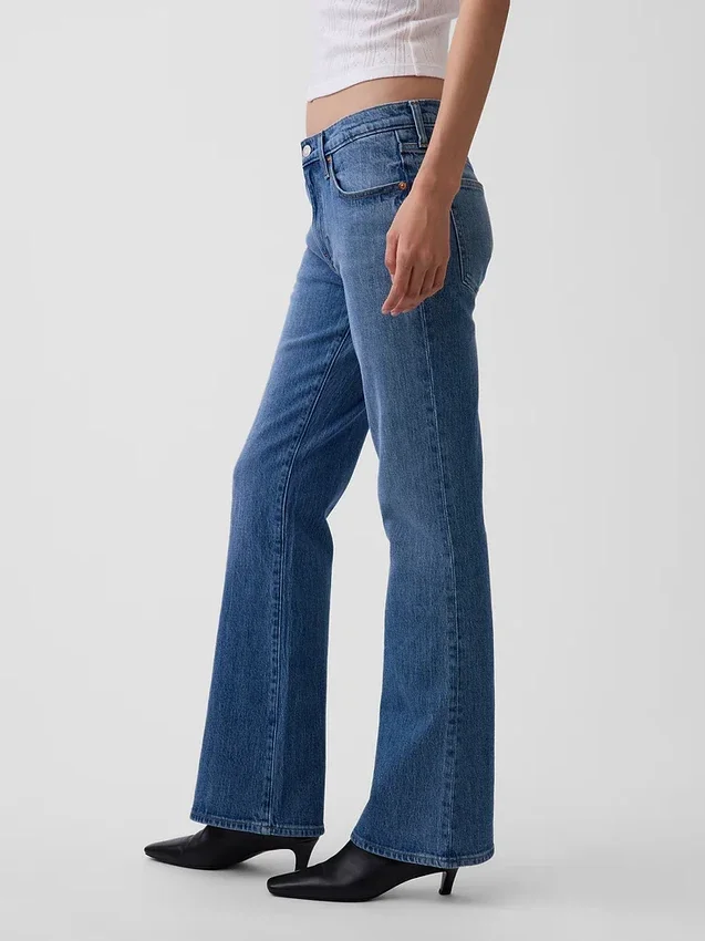 Jeans bootcut décontractés à taille mi-haute