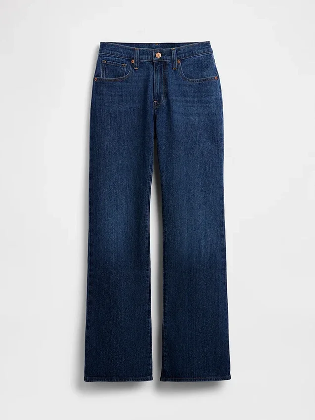 Jeans bootcut décontractés à taille mi-haute