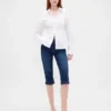 Jeans capri court à taille haute